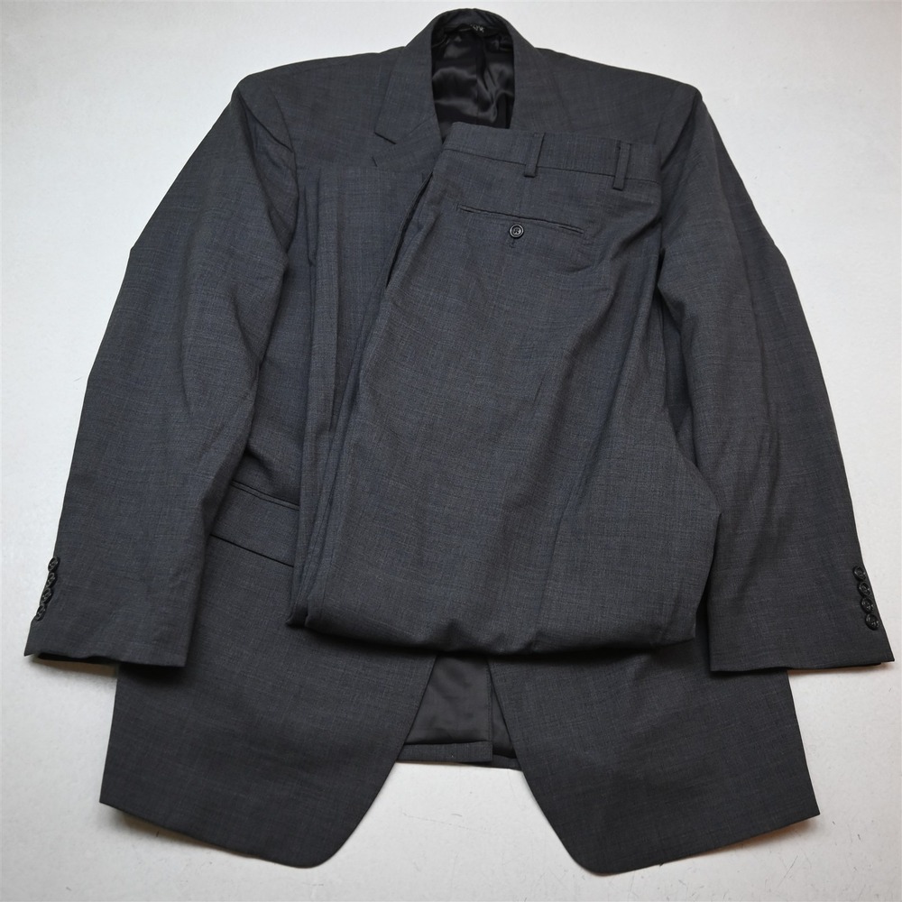 Jos A Bank 44L 38x30 Gray 100% Wool Mens Jacket Pants Suit
